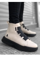 BA0142 Bantlı Erkek Yüksek Taban Krem Spor Bot